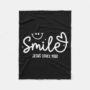 Manta Polar Sonríe Jesús te Ama Mensaje de Fe Cristiana