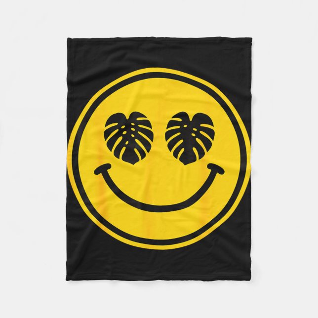 Manta Polar Sonrisa de hoja de Monstera playa tropical verano  (Anverso)