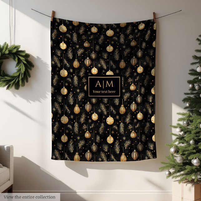 Manta Polar Sophisticated black and gold watercolor throw name (Sophisticated black and gold watercolor throw name Fleece Blanket)
