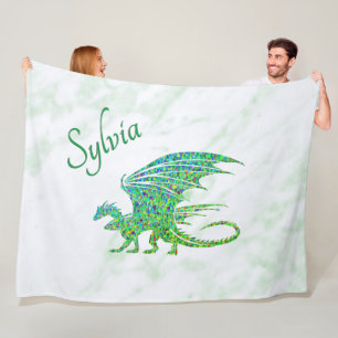 Manta Polar Sorprendente Dragón Verde Mosaico Personal