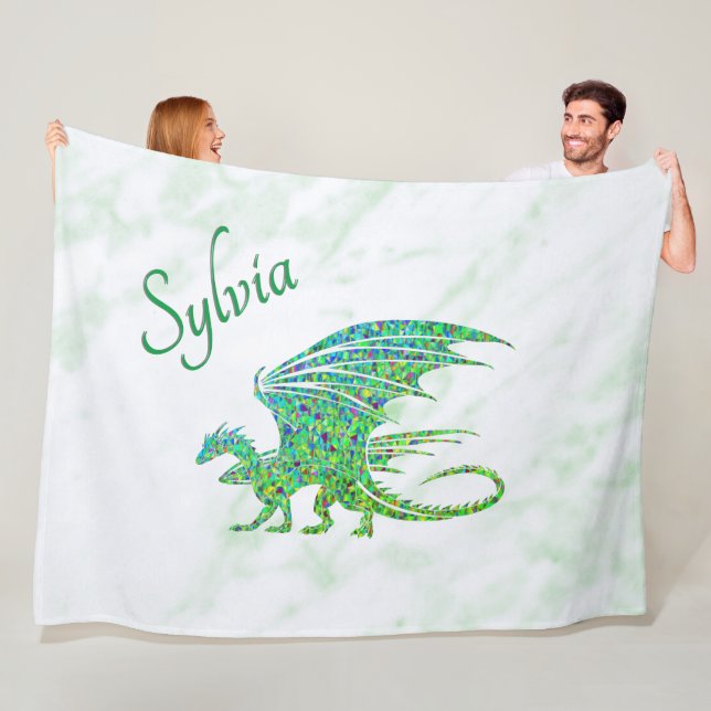 Manta Polar Sorprendente Dragón Verde Mosaico Personal (In situ)