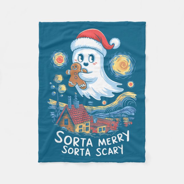 Manta Polar Sorta Merry Sorta Y Santa Ghost Christmas Gingerbr (Anverso)