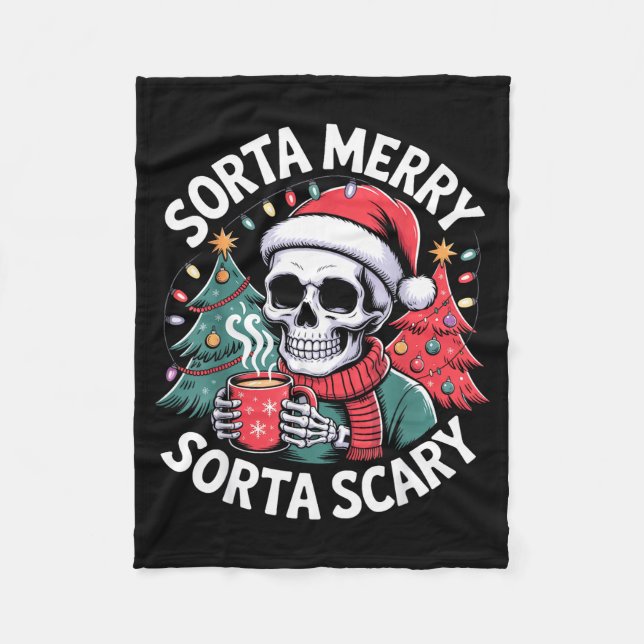 Manta Polar Sorta Merry Sorta Y Skeleton With Santa Hat  (Anverso)