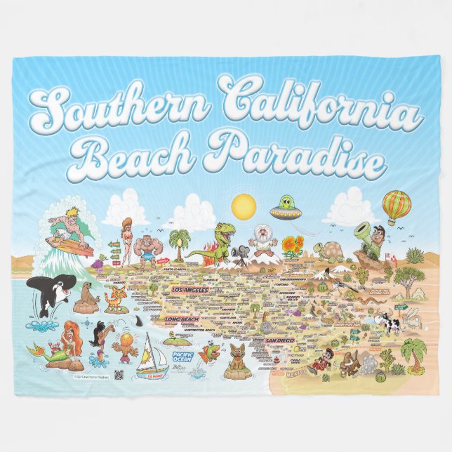 Manta Polar Southern California Beach Paradise Fleece Blanket (Frente (Horizontal))