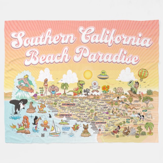 Manta Polar Southern California Beach Paradise Fleece Blanket (Frente (Horizontal))
