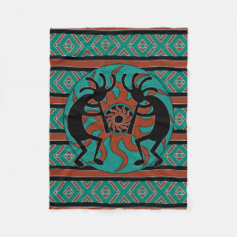 Manta Polar Souwest Design Turquoise Tribal Sun Kokopelli