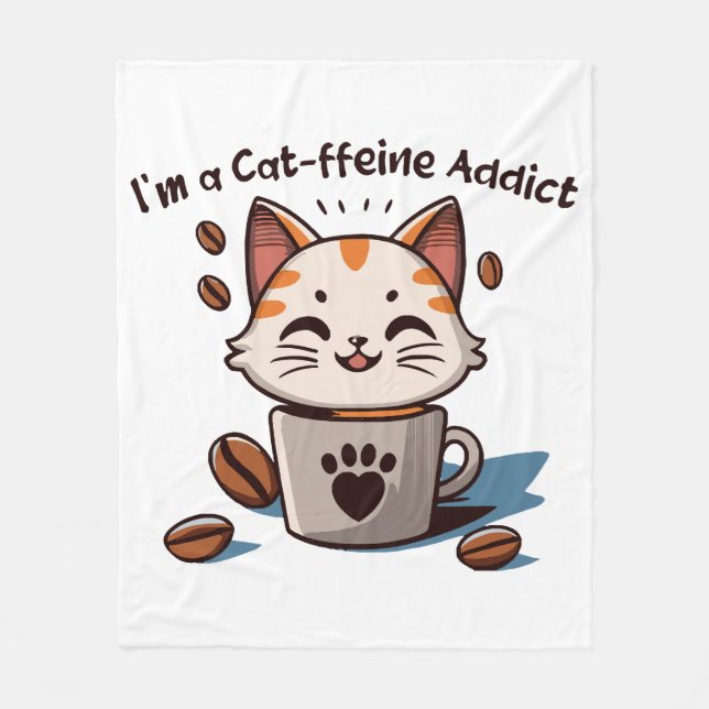 Manta Polar Soy adicto a la Cat-feína (Anverso)
