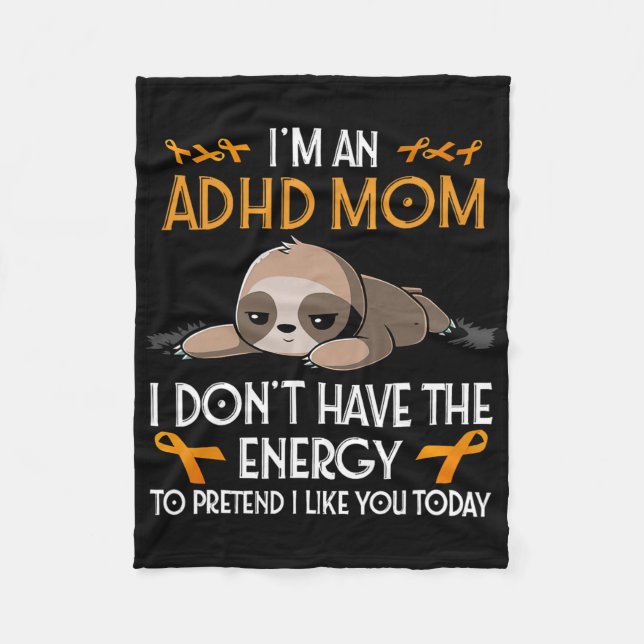 Manta Polar Soy un Adhd Mom Awareness Naranja Ribbon Sloth Adh (Anverso)