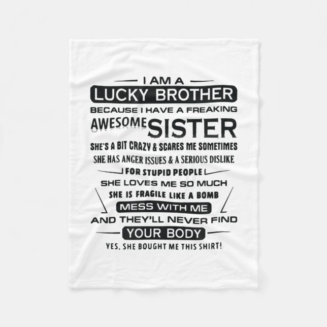 Manta Polar Soy Un Hermano Afortunado Regalos Para Hermano (Anverso)