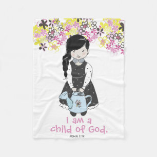 Manta Polar Soy una niña de Dios flores y flores