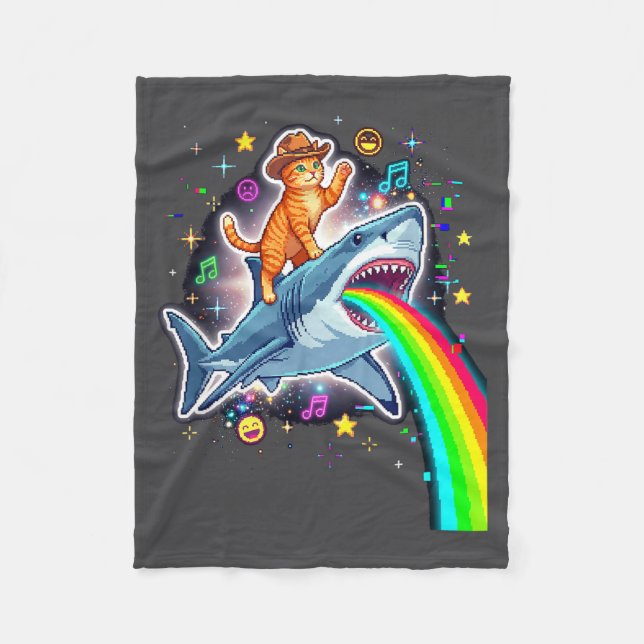 Manta Polar Space Cowboy Cat Riding Shark Rainbow Xel Art  (Anverso)