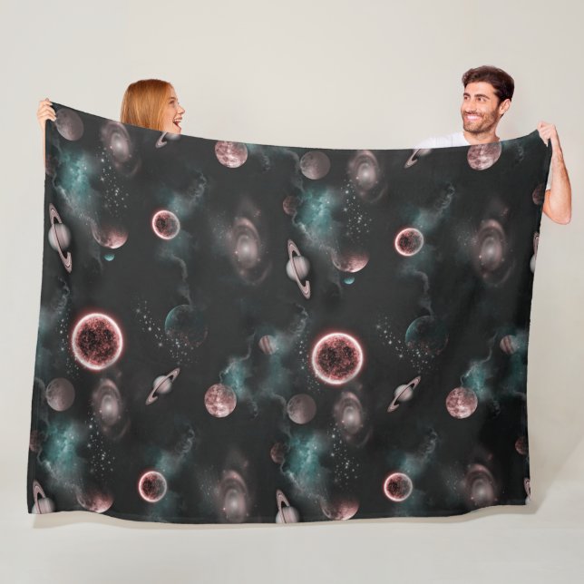 Manta Polar Space Pattern Fleece Blanket (In situ)
