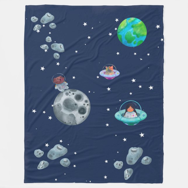 Manta Polar Space themed blanket. (Anverso)