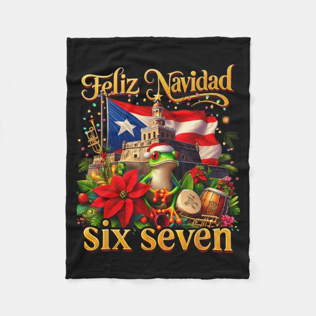 Manta Polar Spanish Christmas Funny Puerto Rico Boricua Coqui  (Anverso)