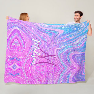 Manta Polar Sparkle unicorn arco iris arte de mármol giratorio