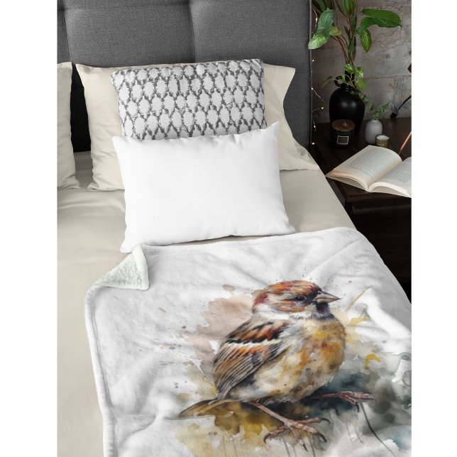 Manta Polar Sparrow de acuarela rusa, personalizado (Subido por el creador)