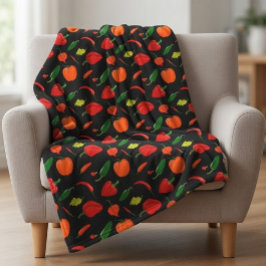 Manta Polar Spicy Peppers Pattern Throw Blanket