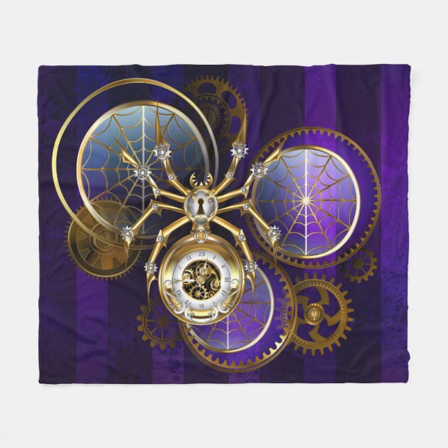 Manta Polar Spider Steampunk sobre fondo morado (Frente (Horizontal))