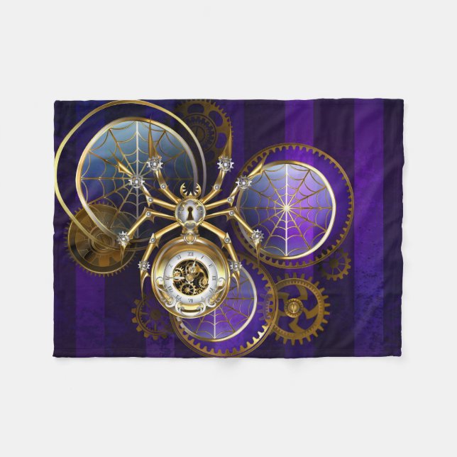 Manta Polar Spider Steampunk sobre fondo morado (Frente (Horizontal))