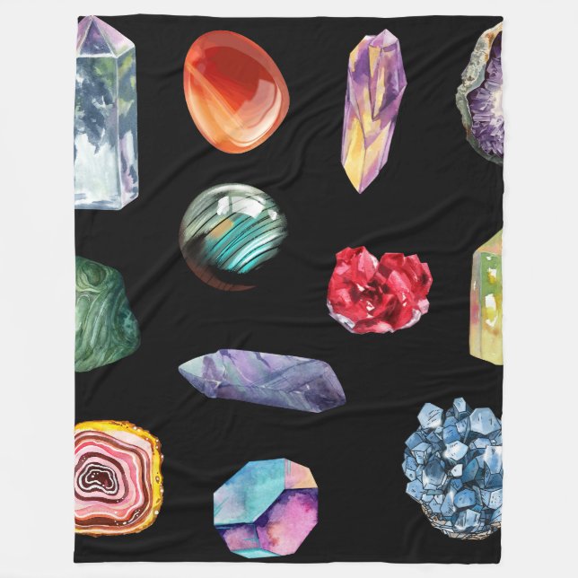 Manta Polar Spiritual Witchy Crystal Patten Sherpa Blanket (Anverso)