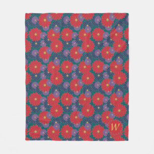 Manta Polar Splashy Fall Floral Fleece Blanket