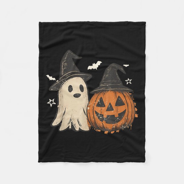 Manta Polar Spooky Ghost Halloween Preppy Floral Pumpkin Spook (Anverso)
