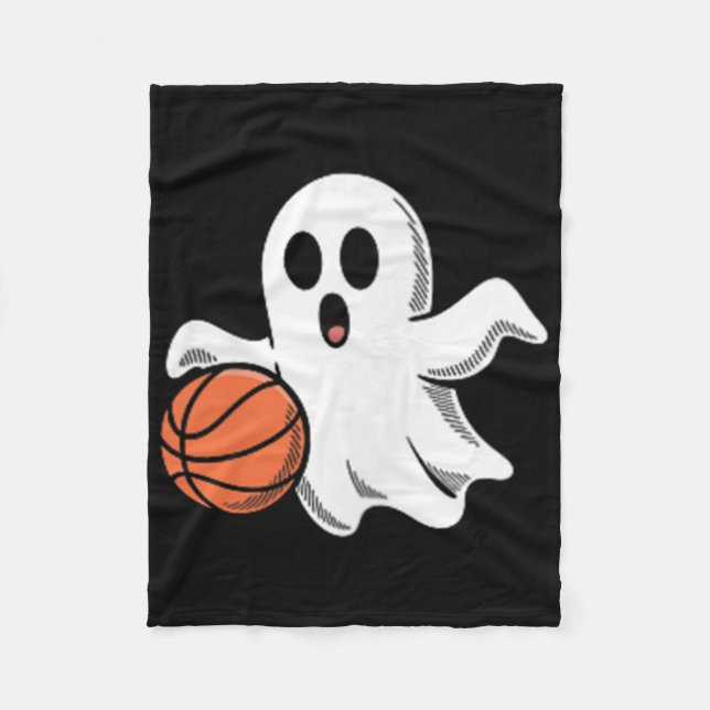 Manta Polar Spooky Ghost Playing Basketball Retro Halloween Co (Anverso)