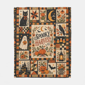 Manta Polar Spooky Harvest Vintage Halloween Patchwork