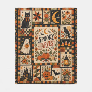 Manta Polar Spooky Harvest Vintage Halloween Patchwork