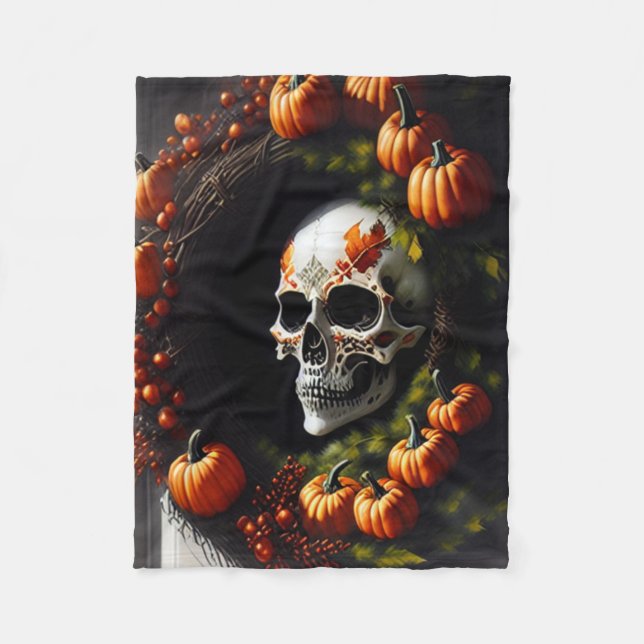 Manta Polar Spooky Skull and Pumpkin Wreath (Anverso)
