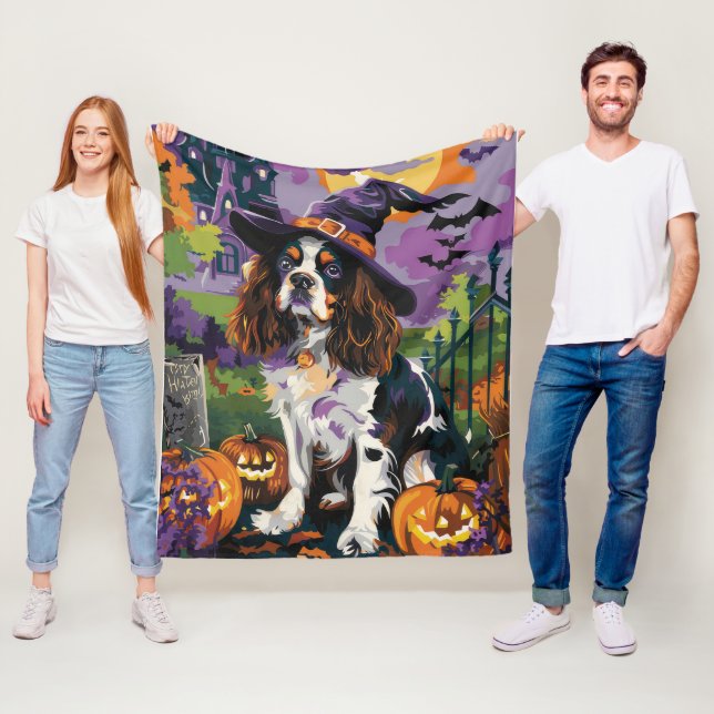 Manta Polar Spooky Springer Spaniel Halloween Witch Pumpkin (In situ)