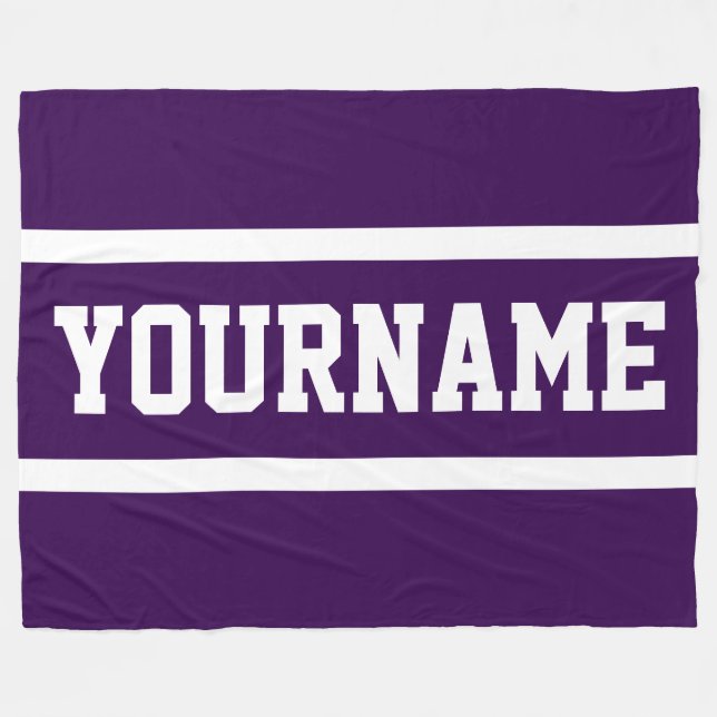 Manta Polar Sporty Deep Purple Your Name Text White Stripes (Frente (Horizontal))