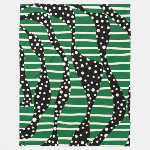 Manta Polar Spots and Stripes 2 - Verde, crema y negro