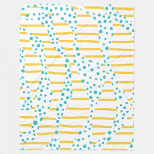 Manta Polar Spots & Stripes 2 en turquesa, amarillo y blanco