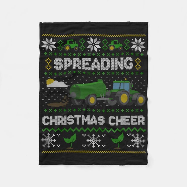 Manta Polar Spreading Christmas Cheer Farming Tractor Ugly Swe (Anverso)