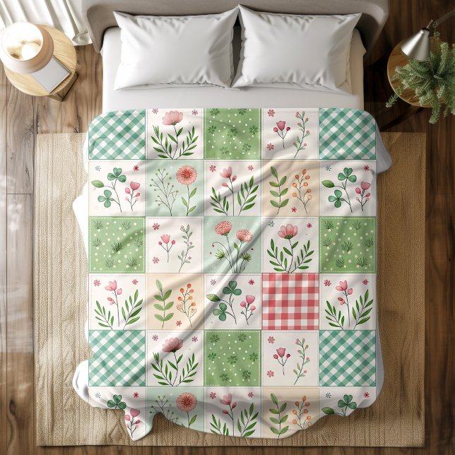 Manta Polar Spring Flowers Patchwork Quilt Fleece Blanket (Subido por el creador)