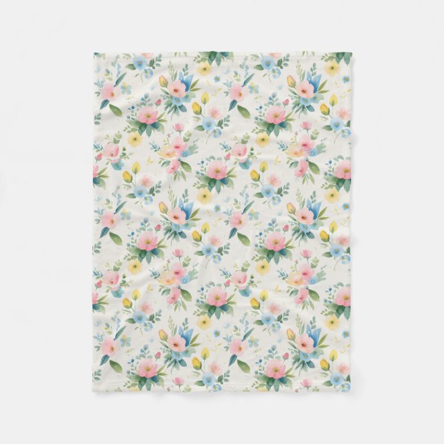 Manta Polar spring garden pastel florals (Anverso)