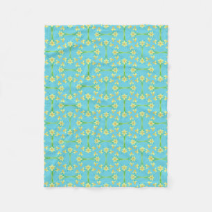Manta Polar Spring Sunshine Daffodils Sky Blue Fleece Blanket
