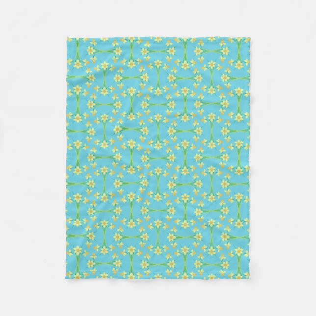 Manta Polar Spring Sunshine Daffodils Sky Blue Fleece Blanket (Anverso)
