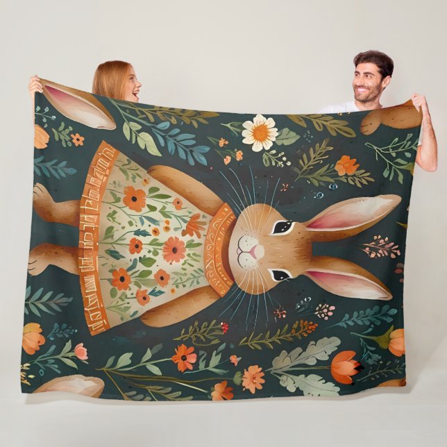 Manta Polar Springtime Bunny Magic  Fleece Blanket (In situ)