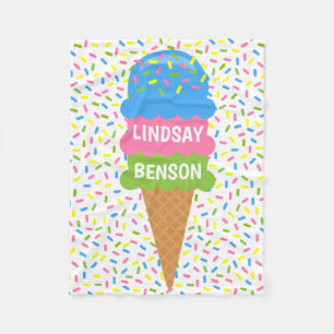 Manta Polar Sprinkles Ice Cream Cone Mapa personalizado