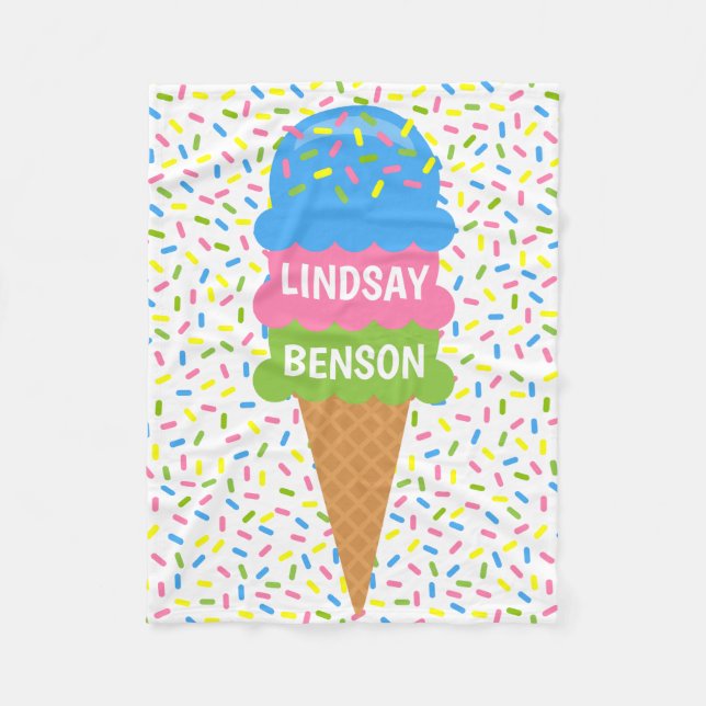 Manta Polar Sprinkles Ice Cream Cone Mapa personalizado (Anverso)