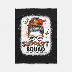 Manta Polar Squad Messy Bun Butterfly Naranja Ribbon Leukemia