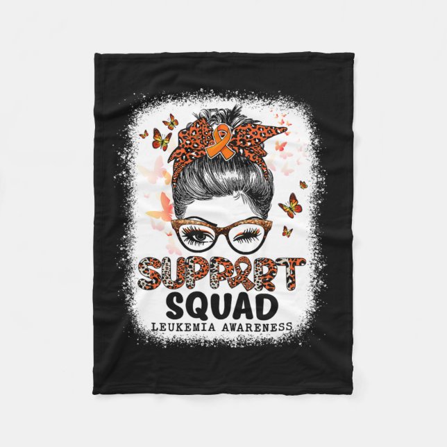 Manta Polar Squad Messy Bun Butterfly Naranja Ribbon Leukemia (Anverso)