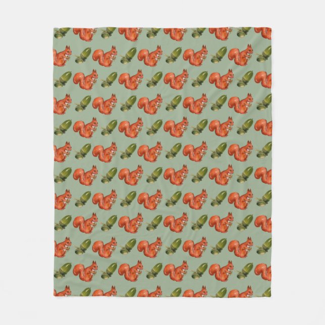 Manta Polar Squirrel and Acorn Pattern Green (Anverso)