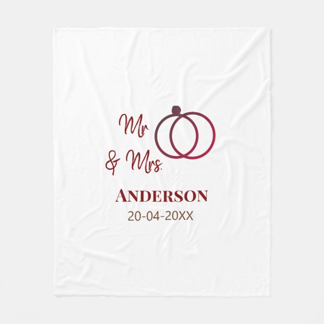 Manta Polar Sr. y Sra. añada apellido fecha año de boda favor  (Anverso)