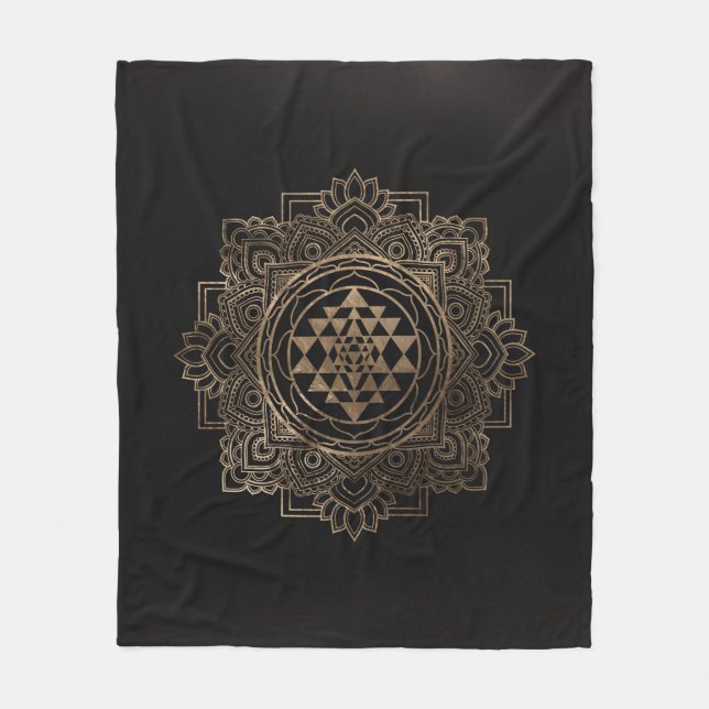 Manta Polar Sri Yantra / Sri Chakra en loto dorado (Anverso)