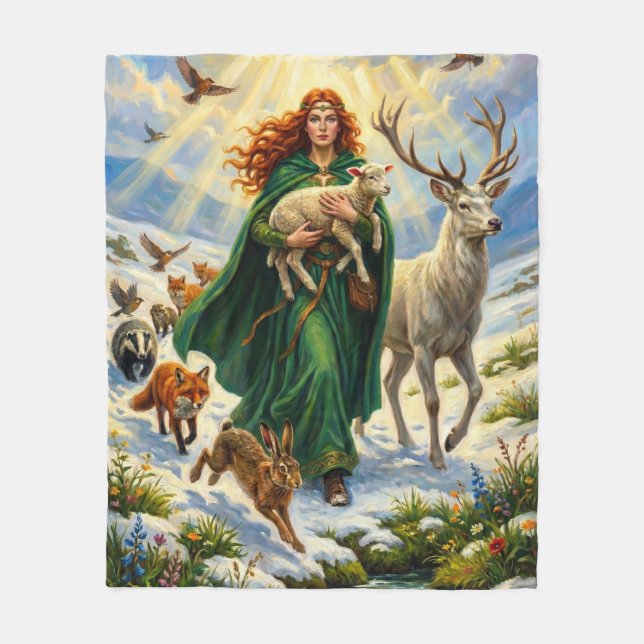 Manta Polar St Brigid Spring Goddess Woodland Animals Imbolc (Anverso)