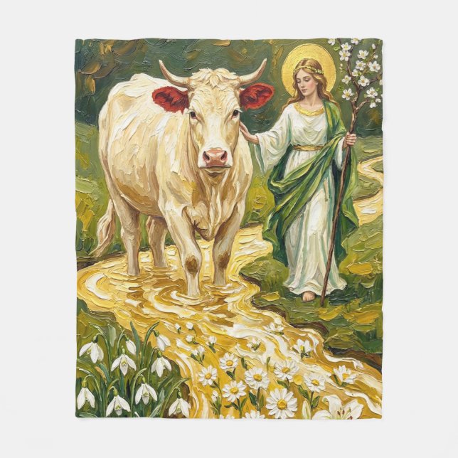 Manta Polar St. Brigid & The White Cow (Imbolc) (Anverso)