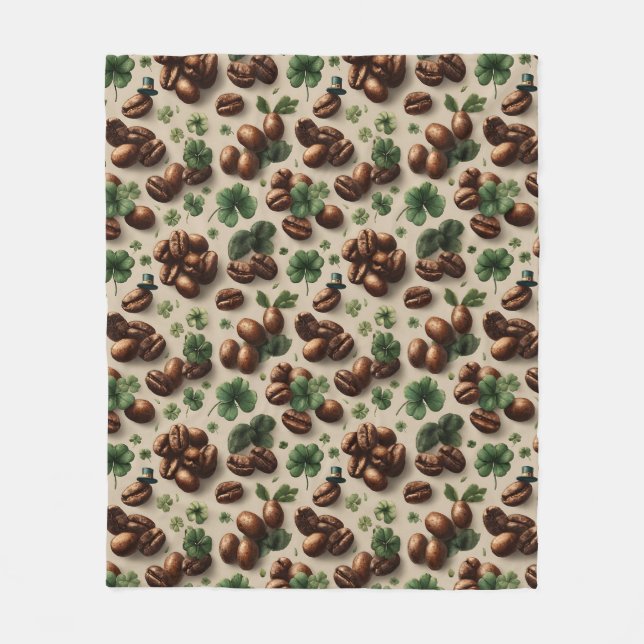 Manta Polar St. Patrick’s Day Coffee & Shamrock Pattern (Anverso)